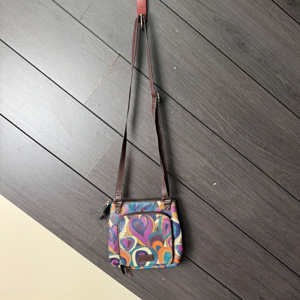 Relic Multicolor Retro Swirl Leather Crossbody Bag Organizer Purse Y2K